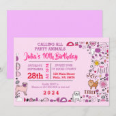 子犬の誕生日パーティーの招待状 招待状 (正面/裏面)