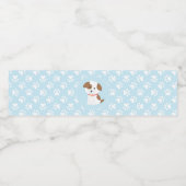 子犬の誕生日パーティーの水瓶のラベル青 ペットボトルラベル (シングルラベル)