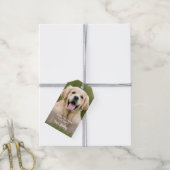 子犬の誕生日パーティーカスタムペットフォト ギフトタグ (より糸付き)