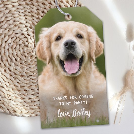 子犬の誕生日パーティーカスタムペットフォト ギフトタグ