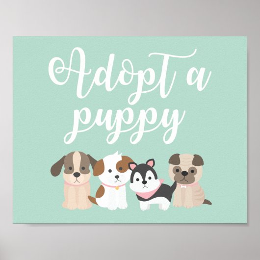子犬の誕生日パーティーサイン うちの子おめでとう ポスター (正面)