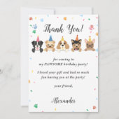 子犬の誕生日パーティーサンキューカード 招待状 (正面)