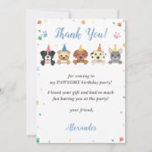 子犬の誕生日パーティーサンキューカード 招待状 (正面)