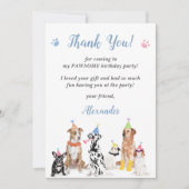 子犬の誕生日パーティーサンキューカード 招待状 (正面)