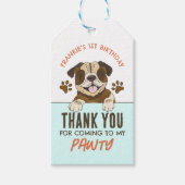 子犬の誕生日パーティードブルドッグありがとう ギフトタグ (正面)