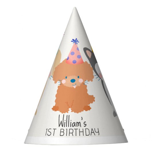 子犬の誕生日パーティーハット パーティーハット (正面)