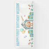 子犬の誕生日パーティーバナー 横断幕 (縦)