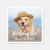 子犬の誕生日パーティーパーソナライズされたペット写真Na スタンダードカクテルナプキン (正面)