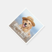 子犬の誕生日パーティーパーソナライズされたペット写真Na スタンダードカクテルナプキン (角)