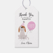 子犬の誕生日パーティーピンクの好意 ギフトタグ (正面)