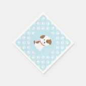 子犬の誕生日パーティープレート青い手のプリント スタンダードカクテルナプキン (角)