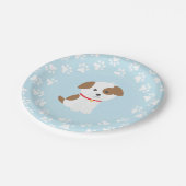 子犬の誕生日パーティープレート青い手のプリント ペーパープレート (アングル)