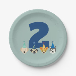 子犬の誕生日パーティープレート，犬のパーティー，子供，男の子 ペーパープレート