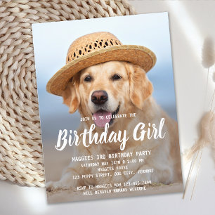 子犬の誕生日パーティーペットパーソナライズされたの写真 インビテーションポストカード