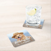 子犬の誕生日パーティーペットパーソナライズされたの写真 スクエアペーパーコースター (インサイチュ)