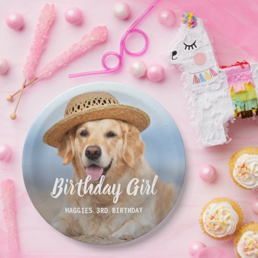 子犬の誕生日パーティーペットパーソナライズされたの写真 ペーパープレート (パーティー)