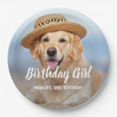 子犬の誕生日パーティーペットパーソナライズされたの写真 ペーパープレート (正面)