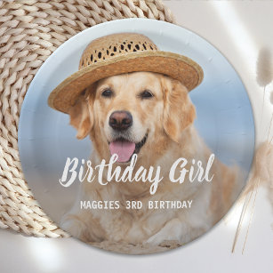 子犬の誕生日パーティーペットパーソナライズされたの写真 ペーパープレート