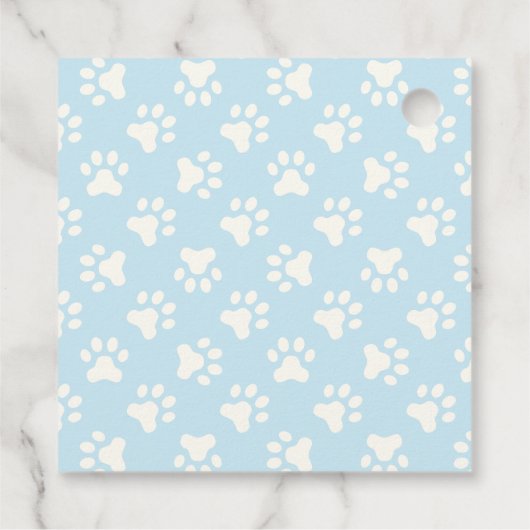 子犬の誕生日パーティー感謝していユーメッセージカードブルー フェイバータグ (裏面)