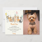 子犬の誕生日パーティー感謝カード 招待状 (正面)