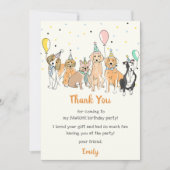 子犬の誕生日パーティー感謝カード 招待状 (正面)