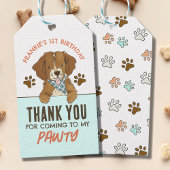子犬の誕生日パーティー感謝メッセージ ギフトタグ