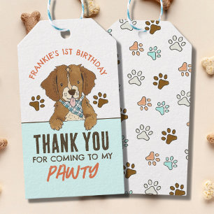 子犬の誕生日パーティー感謝メッセージ ギフトタグ