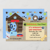 子犬の誕生日パーティー招待状 招待状 (正面/裏面)