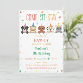 子犬の誕生日パーティー招待状 犬の誕生日会 招待状 (スタンド正面)