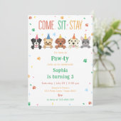 子犬の誕生日パーティー招待 犬の誕生日会 招待状 (スタンド正面)