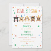 子犬の誕生日パーティー招待 犬の誕生日会 招待状 (正面)