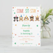 子犬の誕生日パーティー招待 犬の誕生日会 招待状 (スタンド正面)