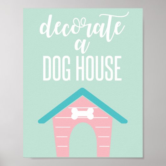 子犬の誕生日パーティー飾ドッグハウスに署名 ポスター (正面)