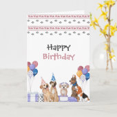 子犬の誕生日パーティー カード (黄色い花)