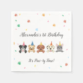 子犬の誕生日パーティー スタンダードカクテルナプキン (正面)