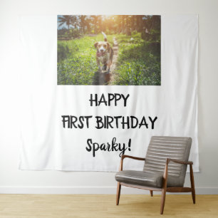 子犬の誕生日パーティー フォトブース 背景 タペストリー
