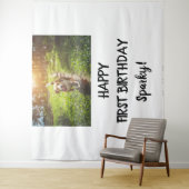 子犬の誕生日パーティー フォトブース 背景 タペストリー (インサイチュ)