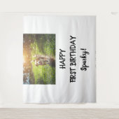 子犬の誕生日パーティー フォトブース 背景 タペストリー (正面)