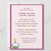 子犬の誕生日パーティー ボーダーコリー 女の子 紫 招待状 (裏面)