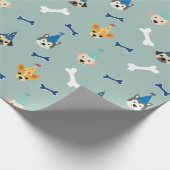 子犬の誕生日パーティー，子供とペットのラッピング紙 ラッピングペーパー (角)