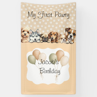 子犬の誕生日パーティー  横断幕