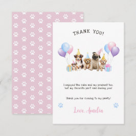 子犬の誕生日パーティー 水彩画のサンキューカード サンキューカード