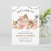 子犬の誕生日パーティー Let's Paw-ty 招待状 (スタンド正面)