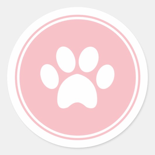 子犬の誕生日招待状に使えるピンクの肉球ステッカー ラウンドシール (正面)