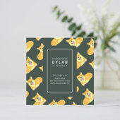 子犬の誕生日招待状スクエアパーティーパーティー 招待状 (スタンド正面)