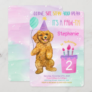 子犬の誕生日招待状 招待状