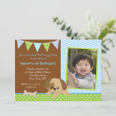 子犬の誕生日招待状 招待状 (スタンド正面)