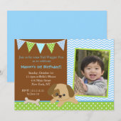 子犬の誕生日招待状 招待状 (正面/裏面)