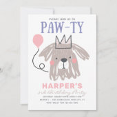 子犬の誕生日招待状 | 犬のパーティー 招待状 (正面)