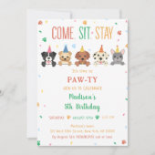 子犬の誕生日招待 犬パーティー パウティ 招待状 (正面)